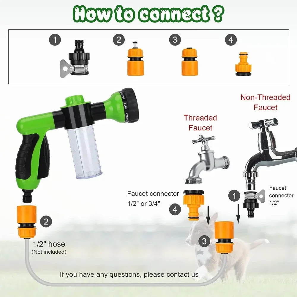 Foam and rinse pet shower